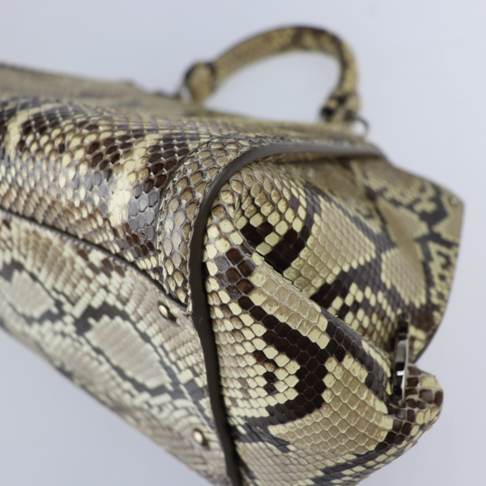 Salvatore Ferragamo Sofia Gancini Python Beige Br… - image 5